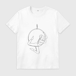 Футболка хлопковая мужская Воздушная гимнастика с обручем, цвет: белый