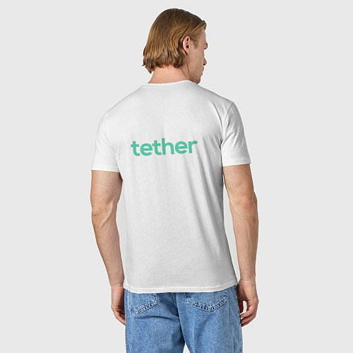 Мужская футболка Криптовалюта Тетхер и тигр / Белый – фото 4