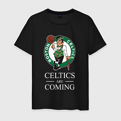 Футболка хлопковая мужская Boston Celtics are coming Бостон Селтикс, цвет: черный
