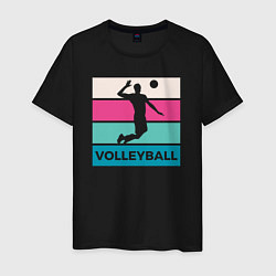 Футболка хлопковая мужская Volleyball Play, цвет: черный