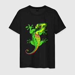 Футболка хлопковая мужская Ящерица Lizard, цвет: черный
