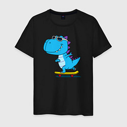 Мужская футболка Динозавр скейтбордист