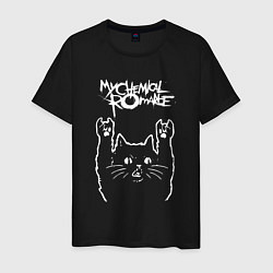 Футболка хлопковая мужская My Chemical Romance Рок кот, цвет: черный