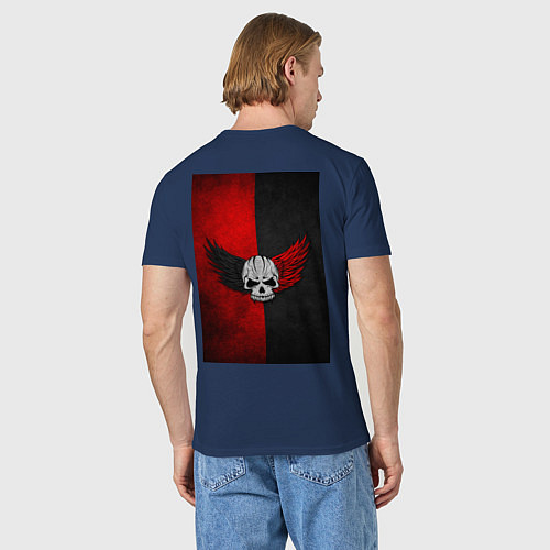 Мужская футболка Череп Клоуна на красно-черном фоне / Тёмно-синий – фото 4