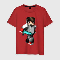 Футболка хлопковая мужская Minecraft Warrior Hero, цвет: красный