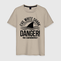 Мужская футболка Danger No swiming Evil White Shark