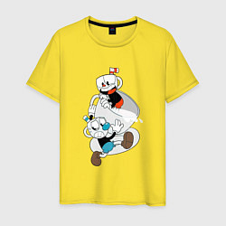 Футболка хлопковая мужская Чашки Cuphead, цвет: желтый
