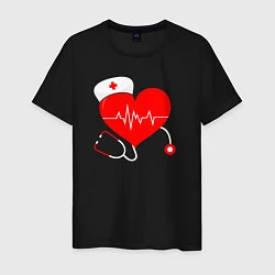 Мужская футболка Сердце и фонендоскоп