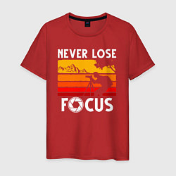 Футболка хлопковая мужская Never lose focus, цвет: красный