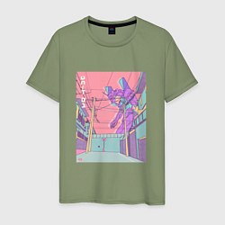Мужская футболка Shin Seiki Eva 01 возвышается над городом