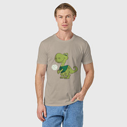 Футболка хлопковая мужская Volleyball Dinosaur, цвет: миндальный — фото 2