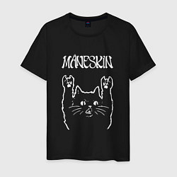 Футболка хлопковая мужская Maneskin Рок кот, цвет: черный