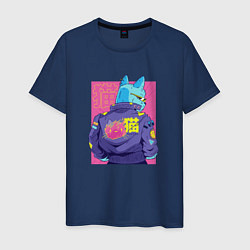 Мужская футболка Blue Cyberpunk Cat