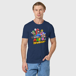 Футболка хлопковая мужская Герои Super Mario 3D World Nintendo, цвет: тёмно-синий — фото 2