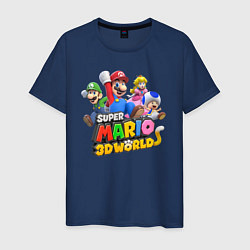 Футболка хлопковая мужская Герои Super Mario 3D World Nintendo, цвет: тёмно-синий