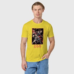 Футболка хлопковая мужская Хяккимару защищает Дороро, цвет: желтый — фото 2