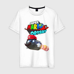 Футболка хлопковая мужская Super Mario Odyssey Bullet Bill Nintendo, цвет: белый
