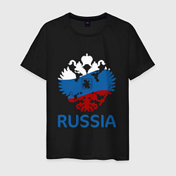 Футболка хлопковая мужская Russia, цвет: черный