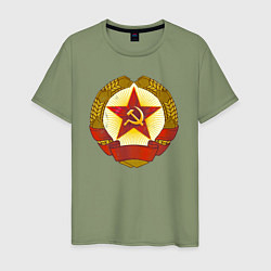 Футболка хлопковая мужская Герб СССР без надписей, цвет: авокадо