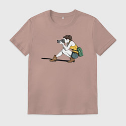 Футболка хлопковая мужская Девушка фотограф за работой, цвет: пыльно-розовый