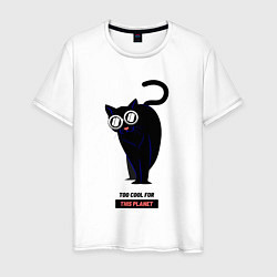 Мужская футболка Black Cat - too cool for this planet
