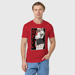 Футболка хлопковая мужская Аниме девушка в юбке, цвет: красный — фото 2