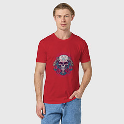 Футболка хлопковая мужская Roses Skull, цвет: красный — фото 2