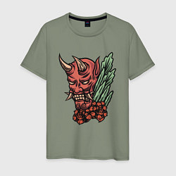 Футболка хлопковая мужская Красный дьявол, цвет: авокадо