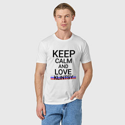 Футболка хлопковая мужская Keep calm Klintsy Клинцы ID465, цвет: белый — фото 2