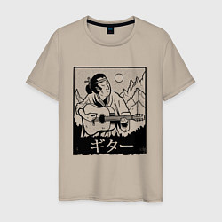 Мужская футболка Самурай с гитарой Samurai playing guitar