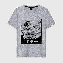 Мужская футболка Самурай с гитарой Samurai playing guitar