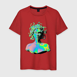 Футболка хлопковая мужская Gorgon Medusa Vaporwave Neon, цвет: красный