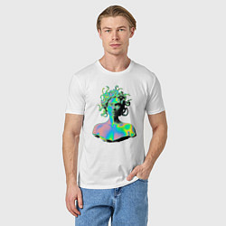 Футболка хлопковая мужская Gorgon Medusa Vaporwave Neon, цвет: белый — фото 2