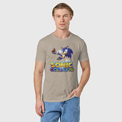 Футболка хлопковая мужская Sonic Colours Hedgehog Video game, цвет: миндальный — фото 2