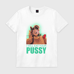 Футболка хлопковая мужская I WILL EAT YOUR PUSSY, цвет: белый