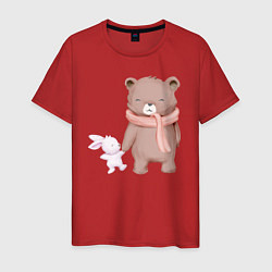 Мужская футболка Милый Медвежонок И Крольчонок