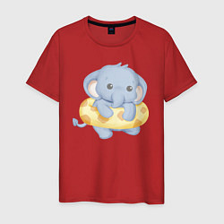 Мужская футболка Милый Слонёнок С Плавательным Кругом