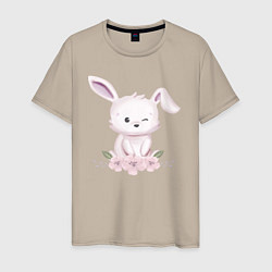 Мужская футболка Милый Крольчонок С Цветами