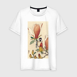 Мужская футболка Sparrow on Blooming Magnolia Branch