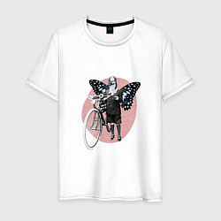 Мужская футболка Vintage Woman Butterfly Bike Collage