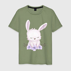 Мужская футболка Милый Крольчонок С Цветочками