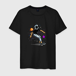 Мужская футболка Космонавт - скейтбордист