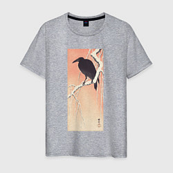 Мужская футболка Crow on Snowy Branch