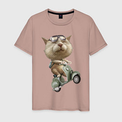 Мужская футболка Крутой котяра на скутере