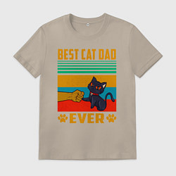 Футболка хлопковая мужская Лучший кошачий батя на свете, цвет: миндальный
