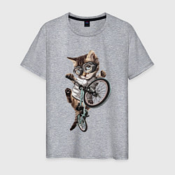 Мужская футболка Крутой котёнок на BMX Extreme