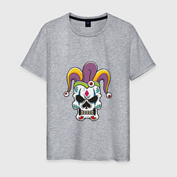 Футболка хлопковая мужская Skull Joker, цвет: меланж