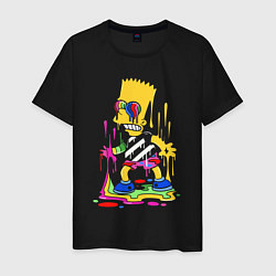 Мужская футболка Барт Симпсон в разноцветных кляксах Bart Simpson i
