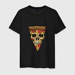 Футболка хлопковая мужская Pizza - Skull, цвет: черный