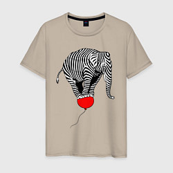 Мужская футболка Слон зебра на воздушном шаре